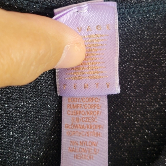 SAVAGE X FENTY // black shimmer glitter stretch hooded full zip onesie jumpsuit - Picture 6 of 7